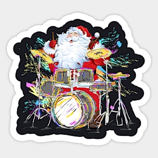 Christmas Santa Claus Playing Drums Sticker